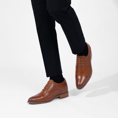 Zapatos Elevadores de Cuero Marrón para Hombre – Altura 7cm