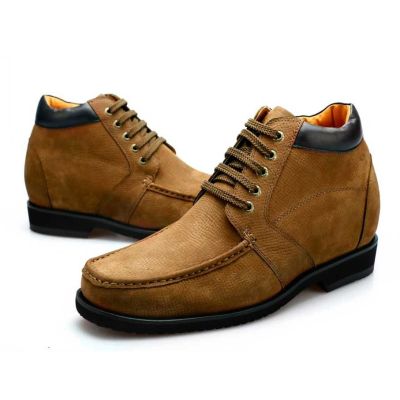 Botas Hombre con Alzas Amarillo - Botines Aumento de Senderismo - 9 CM Más Alto